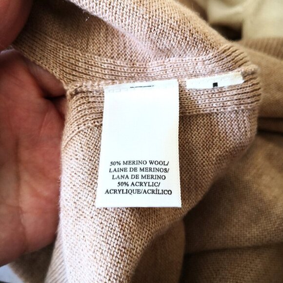 Ann Taylor Colorblock Sweater  Merino Wool Blend Cream/Tan Size XS - Picture 5 of 5